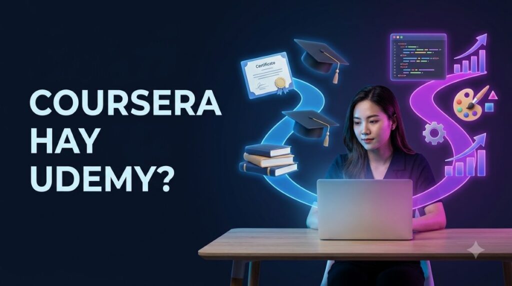 Mua tài khoản Coursera, Udemy giá rẻ - Học chuyên môn online 1 so sanh Coursera va Udemy
